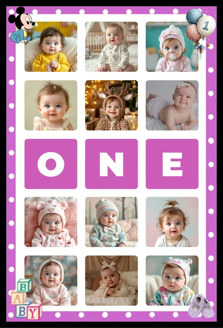 Baby’s First Birthday Collage Photo Frame – Custom Picture Keepsake