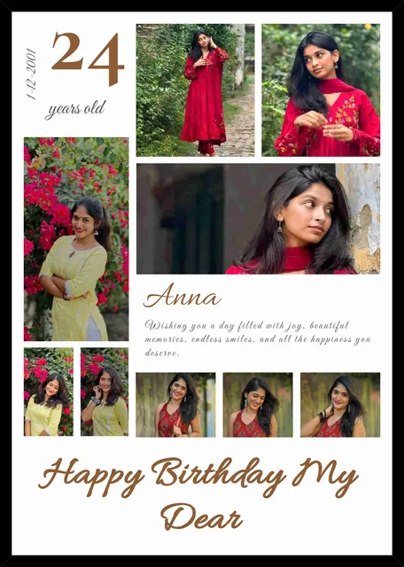 Personalized Happy Birthday Photo Collage Frame with Name, Age And Photos
