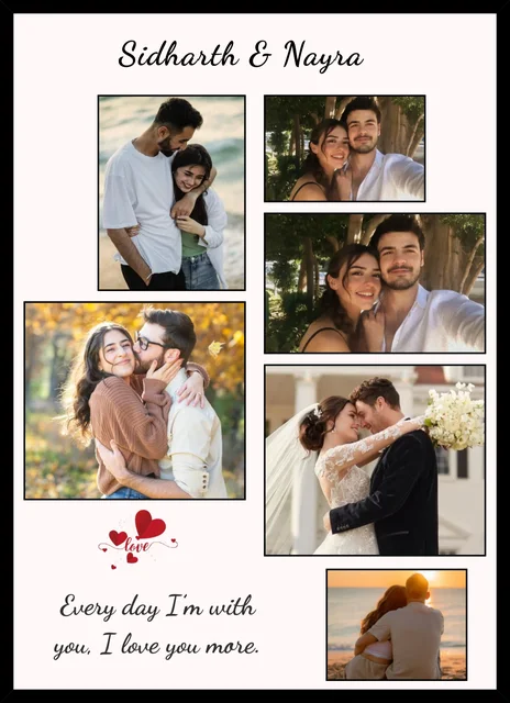 Couple Photo Collage Frame with Names and Message