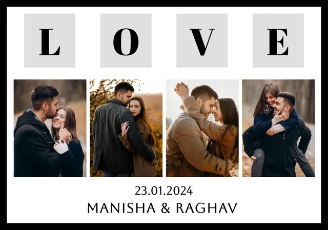 Personalized LOVE Photo Collage Frame with Names and Special Date