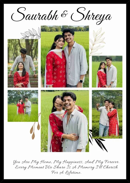 Personalized Couple Photo Collage Frame with Names