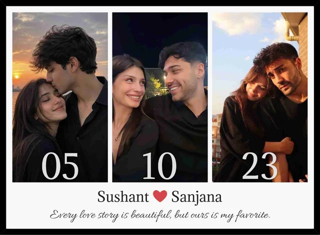 Couple Memory Photo Frame with Custom Date