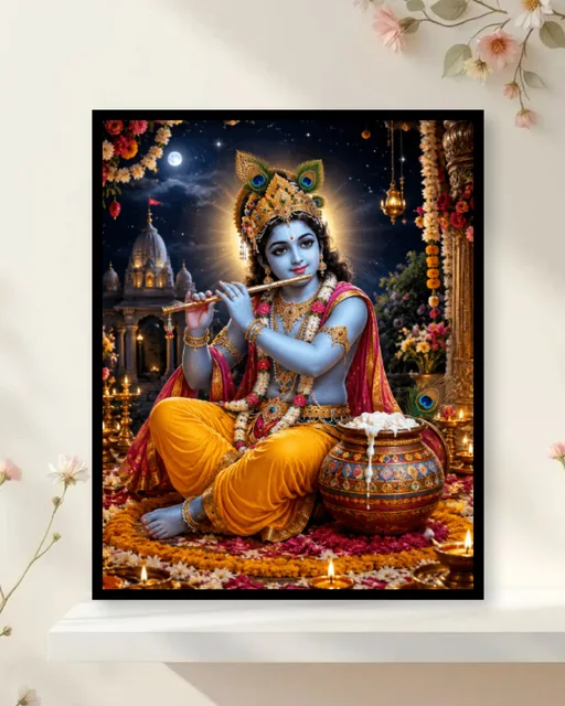 Lord Krishna Photo Frame – Divine Krishna Wall Art & Spiritual Home Decor