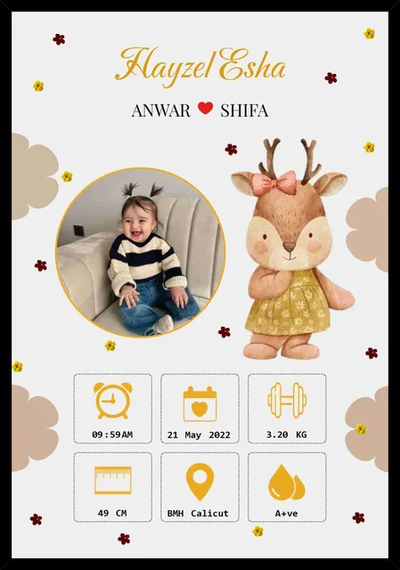 Newborn Birth Details Keepsake Photo Frame
