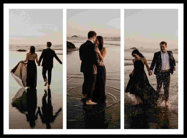 Modern 3 Photo Personalized Couple Frame