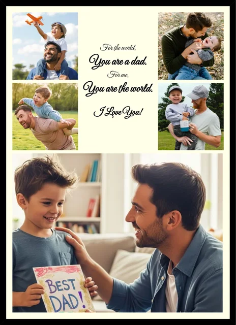 Personalized Father Photo Collage Frame with Multiple Photos