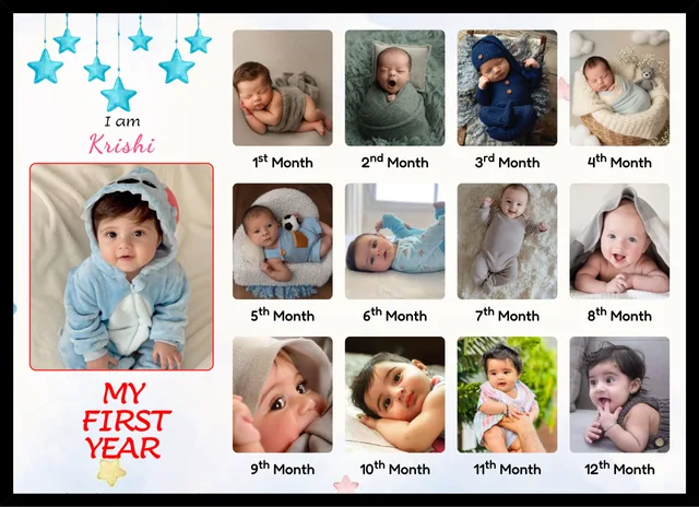 Baby First Year Personalized Monthly Photo Collage Frame