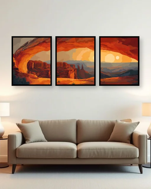 Personalised Desert Canyon Triptych Frame – Sunset Landscape Wall Art
