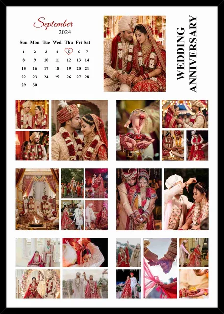 Custom Wedding Photo Frame with Calendar – Personalized Anniversary Gift
