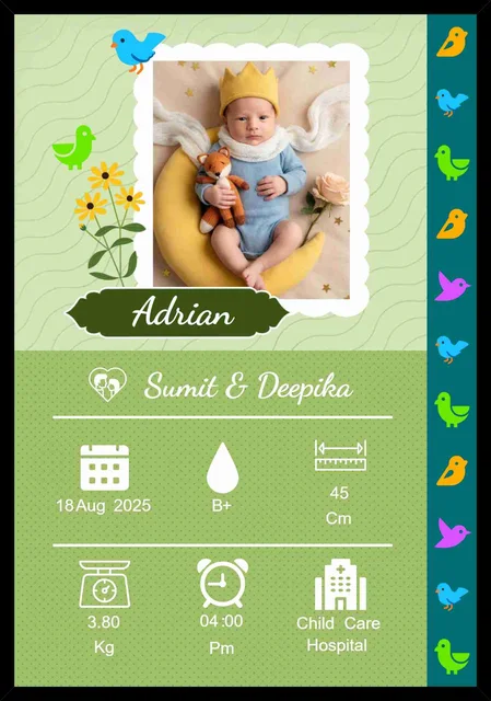 Personalized Baby Keepsake Frame with Photo And Birth Information