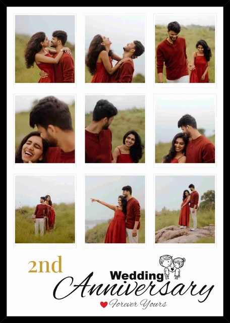 Custom Wedding Anniversary Photo Frame with Anniversary Year And Photos