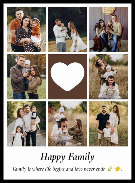 Happy Family Photo Frame with Pictures And Custom Quote
