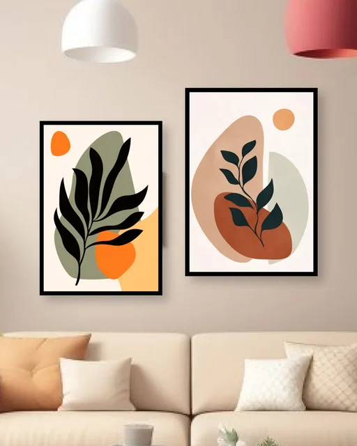 Personalized Modern Botanical Leaf Photo 2 Frames