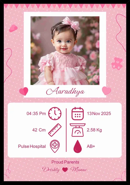 Personalized Baby Photo Frame with Name & Birth Details – Custom Newborn Keepsake