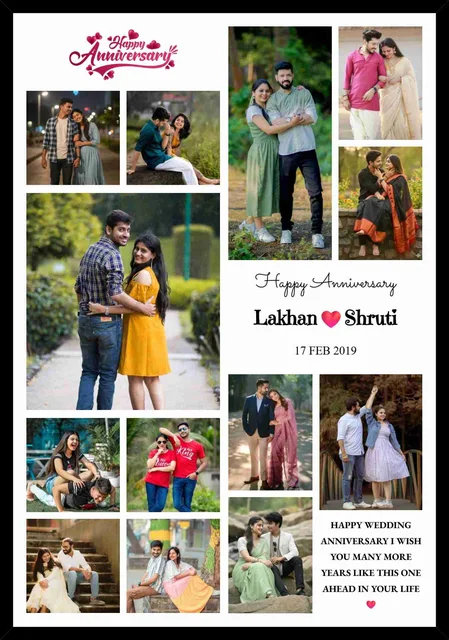 Personalized Wedding Anniversary Photo Frame with Multiple Photos