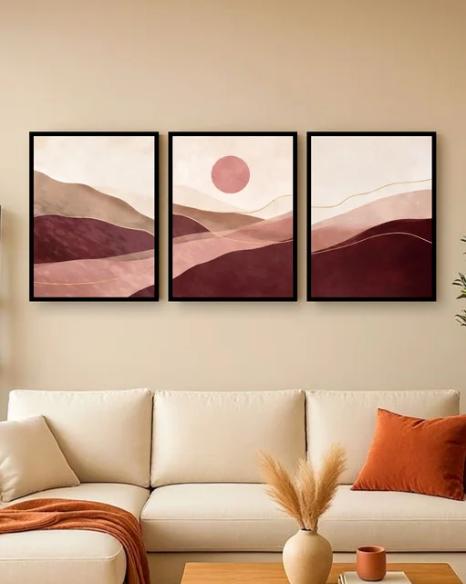 Personalised Neutral Abstract Triptych Frame – Minimalist Wall Art