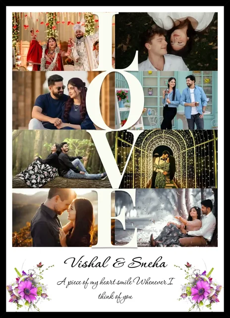 Personalized LOVE Photo Collage Frame – Romantic Couples Gift
