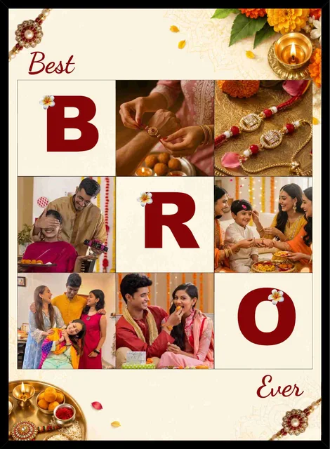 Best Bro Ever Personalized Raksha Bandhan Photo Collage Frame