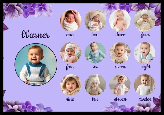 Personalized Baby Growth Photo Frame – First Year Memories