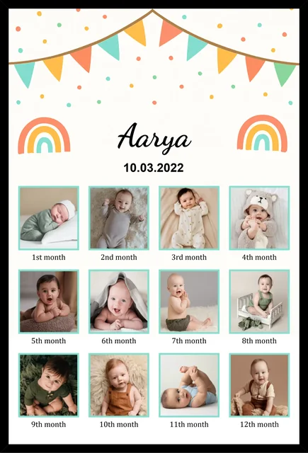 Baby First Year Photo Collage Frame – Customizable