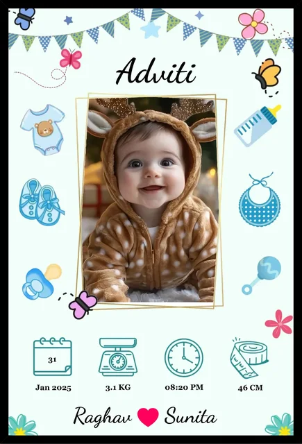 Personalized Baby Birth Details Photo Frame – Customisable Keepsake