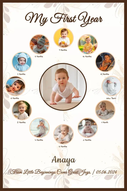First Birthday Collage Photo Frame – Personalized Baby Keepsake