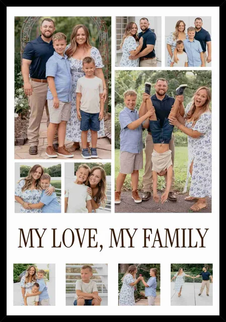 Custom Photo Collage Frame with Text – Multi Photo Wall Art for Family and Couples