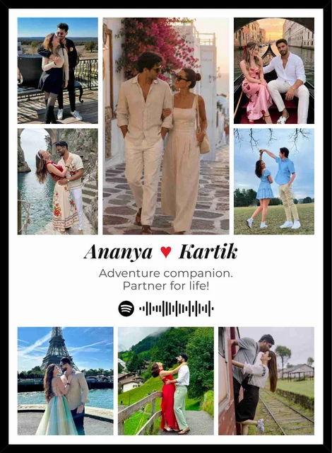 Personalized Couple Photo Collage Frame with Spotify Design