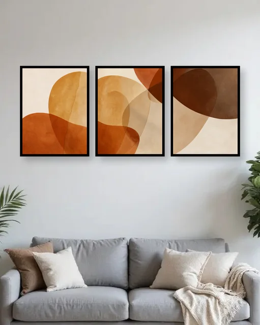 Personalised Earth Tone Abstract Triptych Frame – Modern Minimalist Wall Art