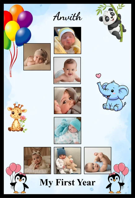 Personalized Baby My First Year Photo Collage Frame