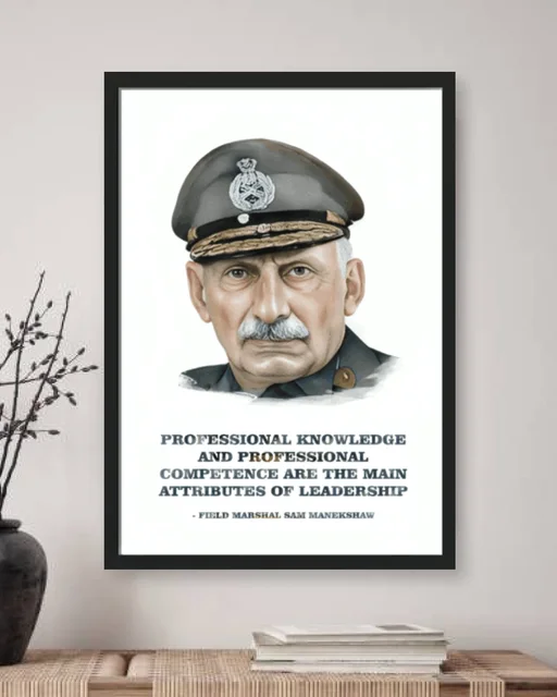 Field Marshal Sam Manekshaw Leadership Quote Framed Wall Art