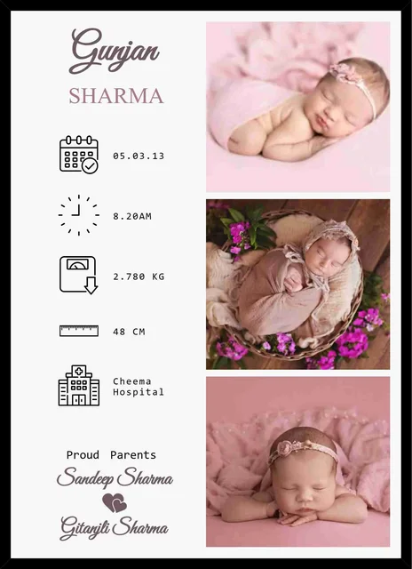 Custom Newborn Birth Information Collage Frame