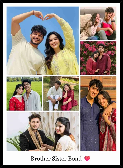 Personalized Brother Sister Photo Collage Frame with Multiple Pictures