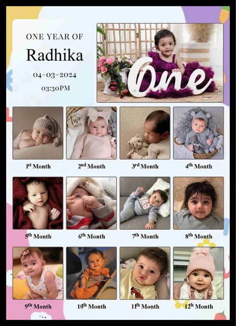 Personalized Baby Growth Photo Frame – 12 Month Memory Collage
