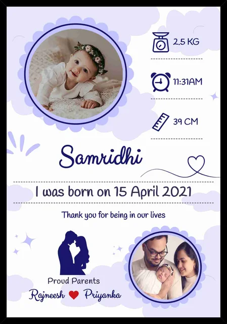 Personalized Newborn Baby Memory Frame with Photo