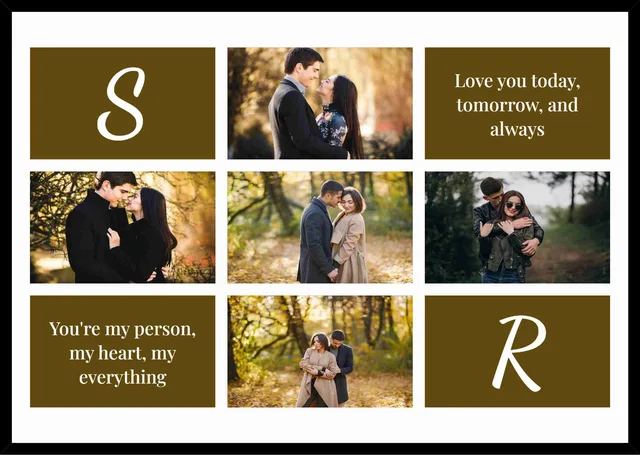 Couple Photo Collage Frame with Personalized Images and Name Initials