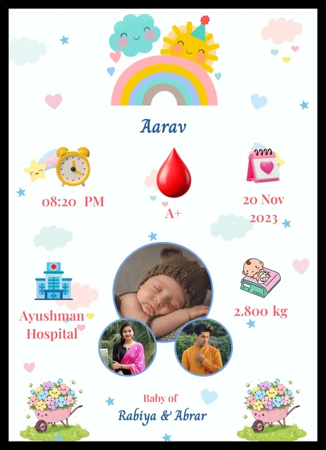 Baby Birth Details Photo Frame – Customisable Rainbow Theme