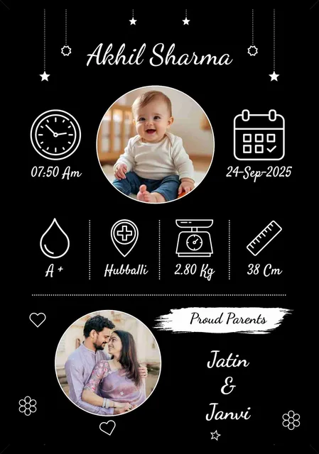 Custom Baby Arrival Photo Frame with Birth Details