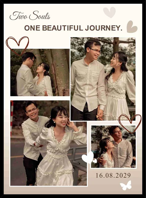 Two Souls One Beautiful Journey Personalized Couple Photo Collage Frame