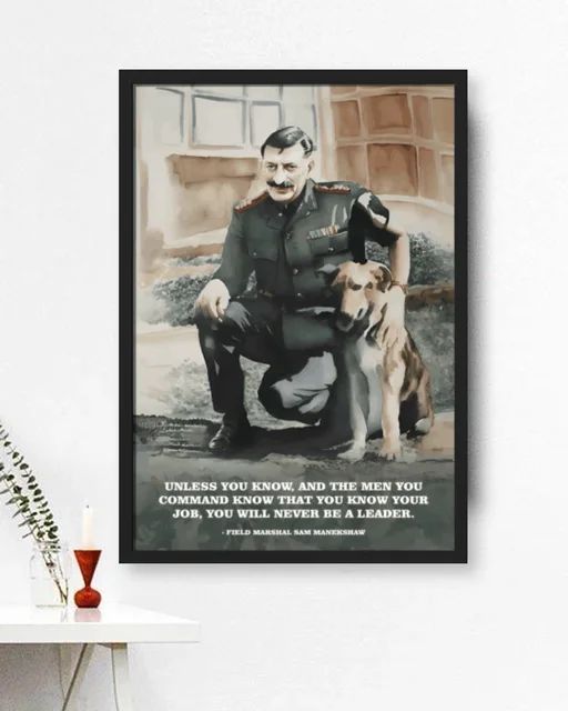 Field Marshal Sam Manekshaw Vintage Military Leadership Framed Art