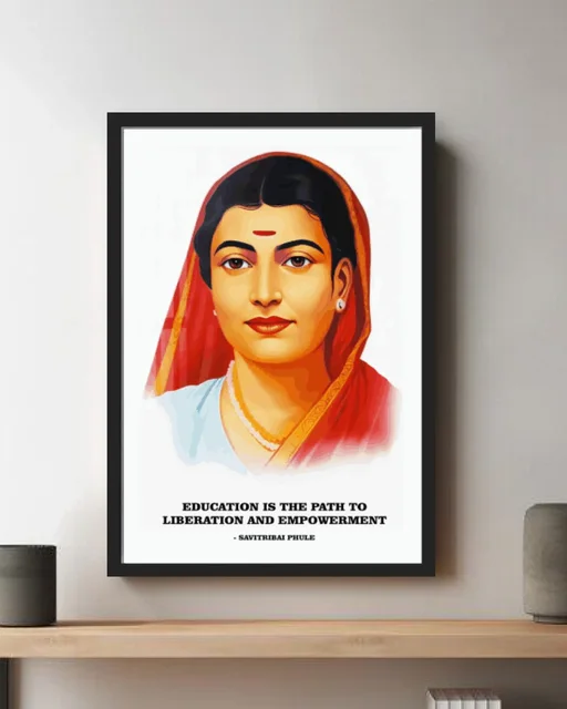 Savitribai Phule Educational Quote Framed Wall Art