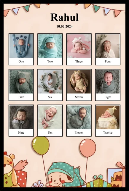 Baby’s First Year Personalized Timeline – 12 Photo Frame