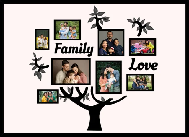 Personalized Family Photo Collage Frame – Tree Design Wall Art