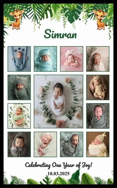 Baby 12-Month Born Memories Photo Frame – Personalized Collage