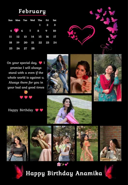 Custom Birthday Collage Photo Frame – Personalized Name, Date And Message
